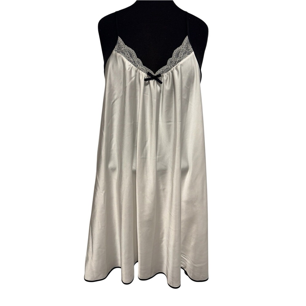 Kate Spade Dream a Little Dream White Satin Lace Racerback Chemise Size 1 ECU